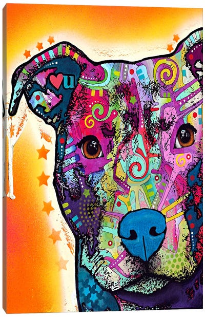 Heart U Pit Bull Canvas Art Print - Dog Art