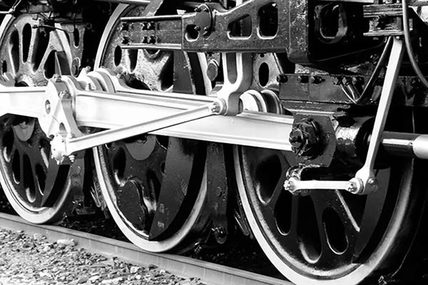 Black & White Pop Culture Art: Antique Train by Unknown Artist