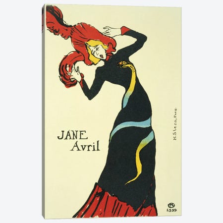 Jane Avril Vintage Poster Canvas Print #5000} by Henri de Toulouse-Lautrec Art Print