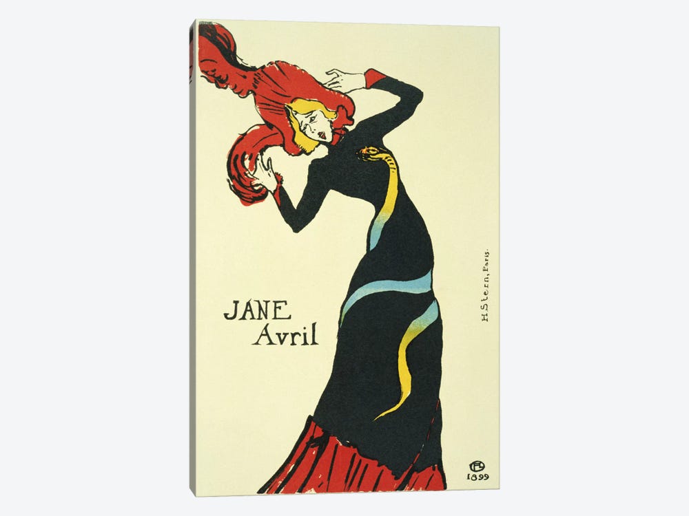 Jane Avril Vintage Poster by Henri de Toulouse-Lautrec 1-piece Canvas Wall Art