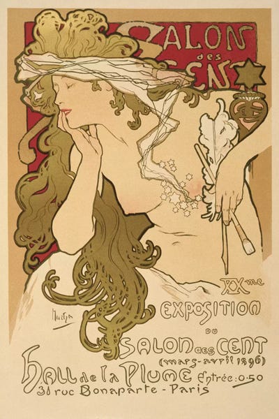 Alphonse Mucha: Salon Des Cent: 20th Exposition Vintage Poster by Alphonse Mucha
