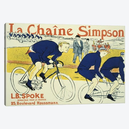 Simpson La Chain Bicycle Advertising Vintage Poster Canvas Print #5006} by Henri de Toulouse-Lautrec Canvas Wall Art