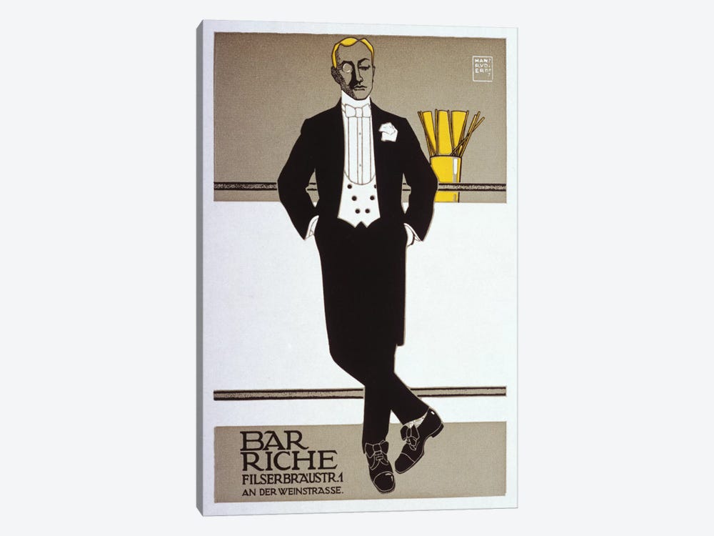 Bar Riche Vintage Poster by Hans Rudi Erdt 1-piece Canvas Wall Art