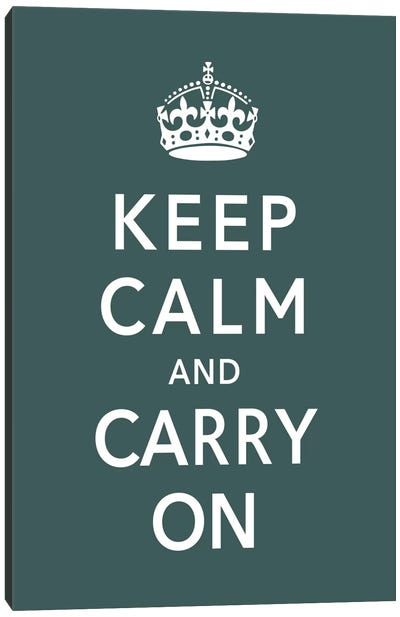 Keep Calm & Carry on (green) Canvas Art Print - Public Domain TEMP