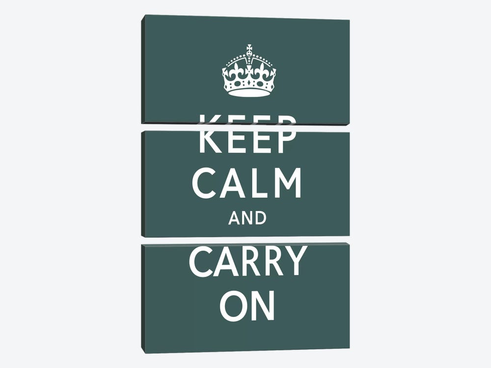 Keep Calm & Carry on (green) by Unknown Artist 3-piece Art Print