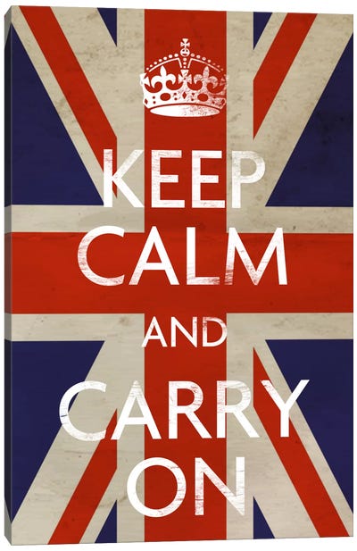 Keep Calm & Carry on (British Flag) Canvas Art Print - Propaganda Posters