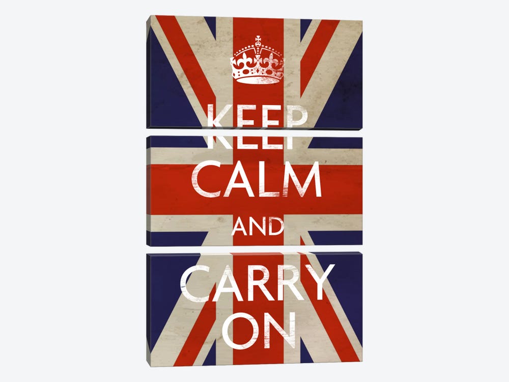 Keep Calm & Carry on (British Flag) by Unknown Artist 3-piece Canvas Print