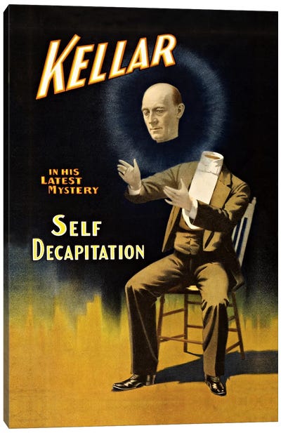 Kellar: Self Decapitation Vintage Magic Poster Canvas Art Print - Harry Kellar