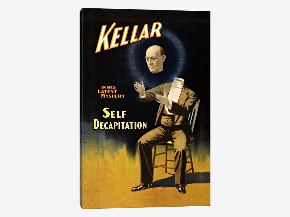 Kellar: Self Decapitation Vintage Magic Poster by Unknown Artist 1-piece Canvas Wall Art