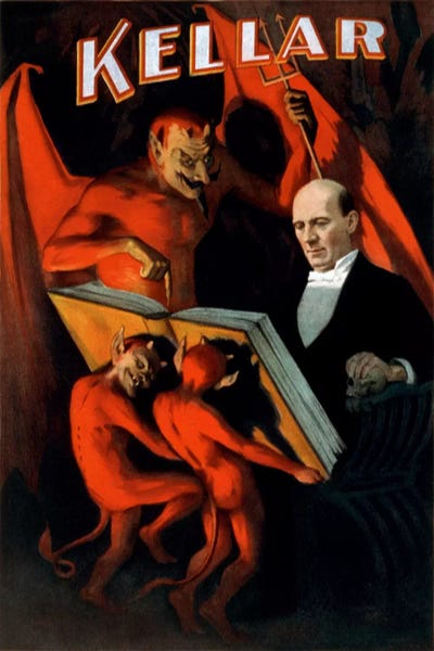 Advertisements: Kellar: Book of The Damned Vintage Magic Poster by Unknown Artist