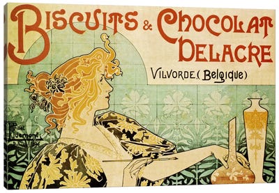 Delacre Biscuits & Chocolat Vintage Poster Canvas Art Print - Art Nouveau