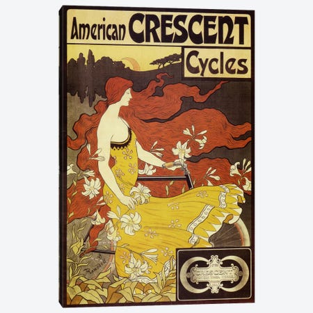 American Crescent Bicycles Vintage Poster Canvas Print #5033} by Fred Ramsdell Canvas Wall Art