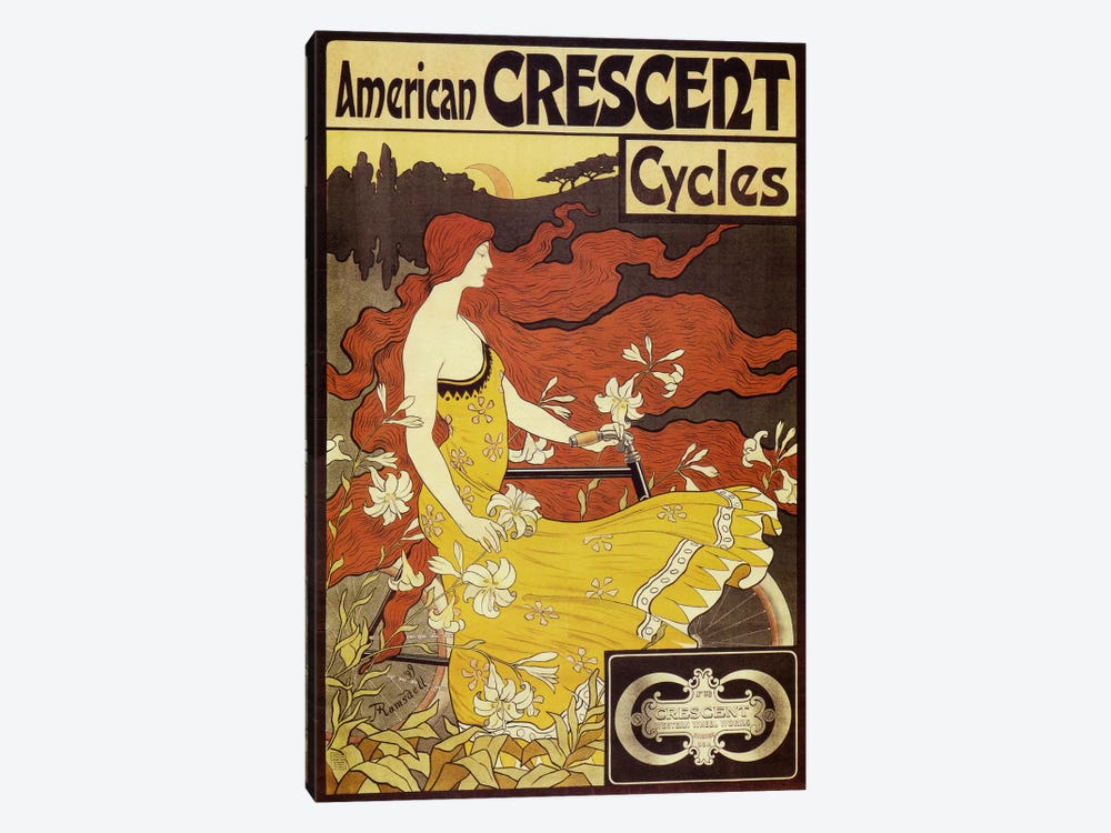 American Crescent Bicycles Vintage Poster by Fred Ramsdell 1-piece Canvas Art