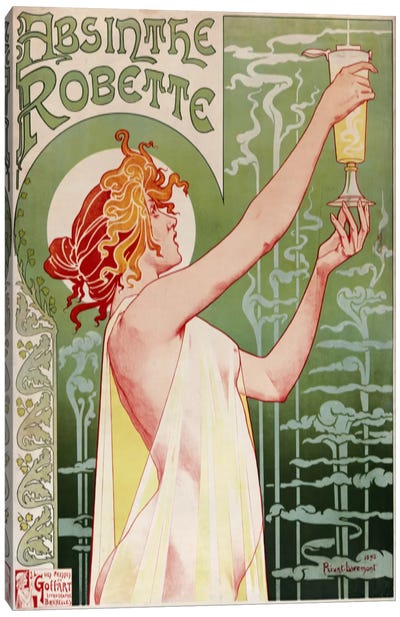 Absinthe Robette Vintage Poster Canvas Art Print - Art Nouveau