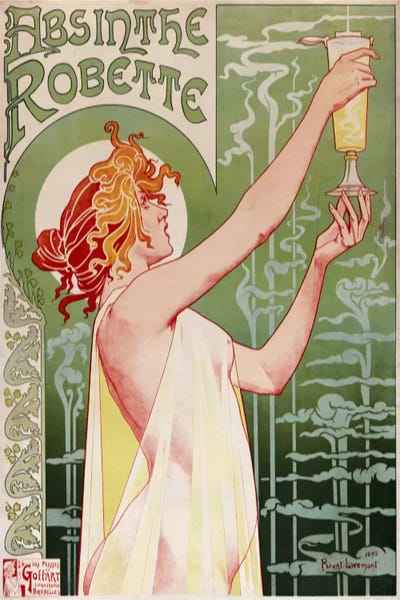 Large Art for Kitchen - Canvas Prints: Absinthe Robette Vintage Poster by Henri Privat-Livemont