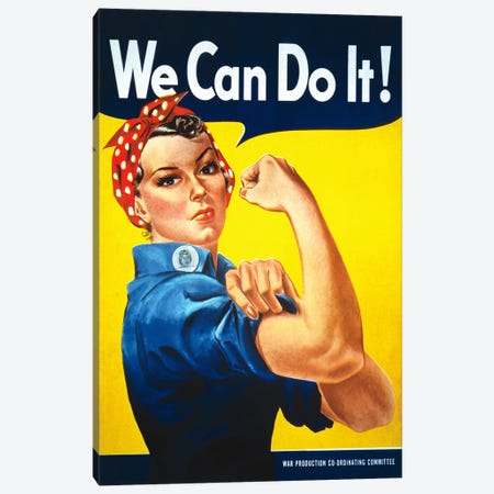 We Can Do It! (Rosie The Riveter) Poster Canvas Print #5035} by J. Howard Miller Canvas Art Print