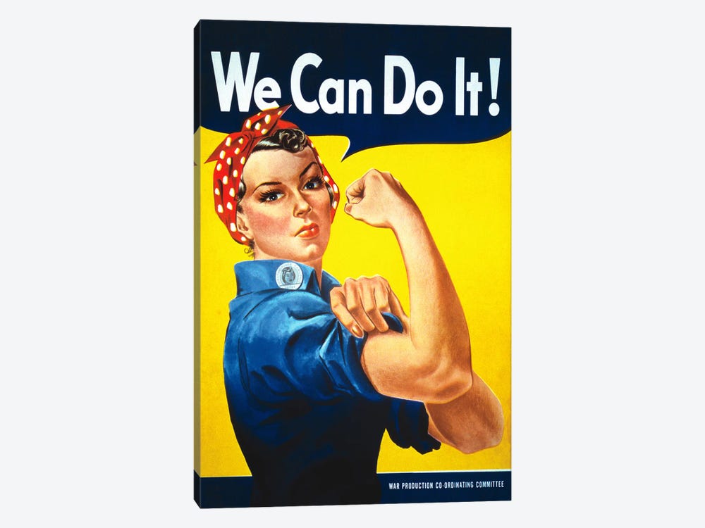 We Can Do It! (Rosie The Riveter) Poster by J. Howard Miller 1-piece Canvas Wall Art