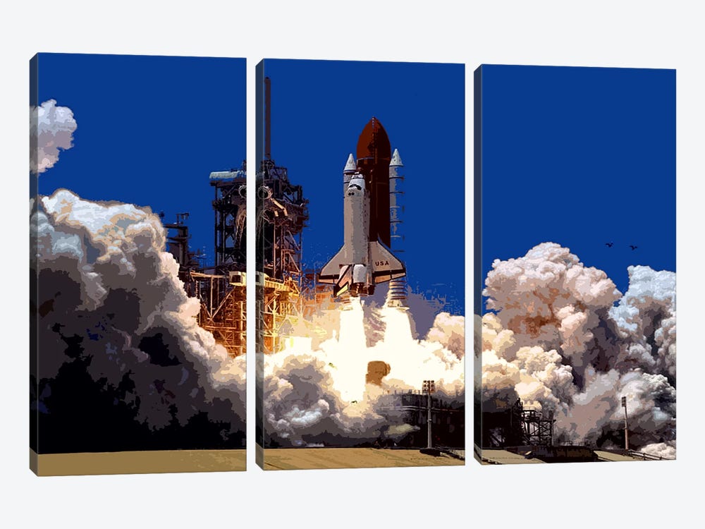Into Outer Space by Unknown Artist 3-piece Canvas Wall Art
