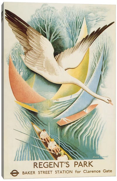Regent's Park London Underground Vintage Poster Canvas Art Print - Swan Art