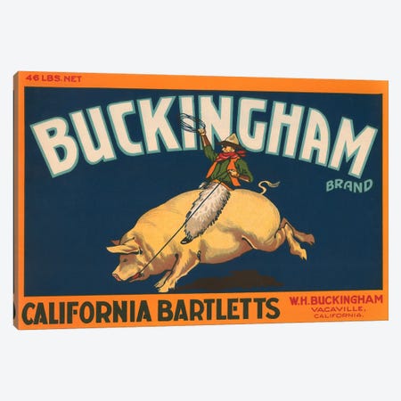 Buckingham California Bartletts Label Vintage Poster Canvas Print #5049} by Unknown Artist Art Print