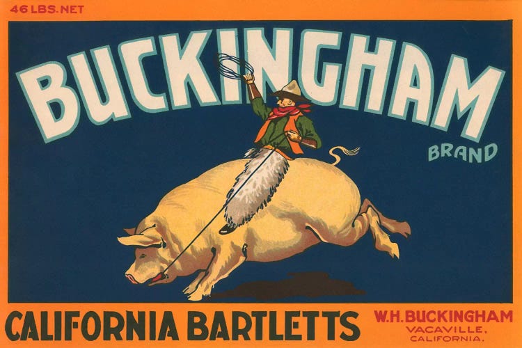 Buckingham California Bartletts Label Vintage Poster