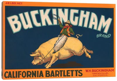 Buckingham California Bartletts Label Vintage Poster Canvas Art Print