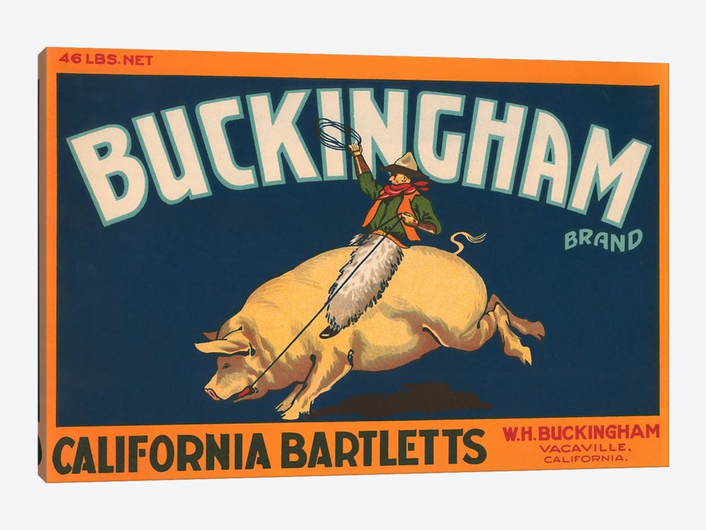 Buckingham California Bartletts Label Vintage Poster by Unknown Artist 1-piece Canvas Print