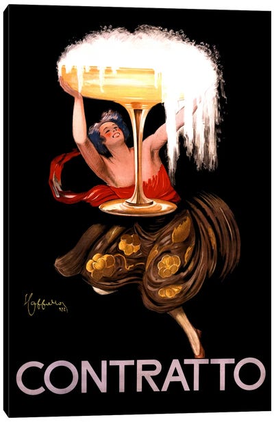 Contratto Champagne Vintage Advertisement Canvas Art Print - Drink & Beverage Art