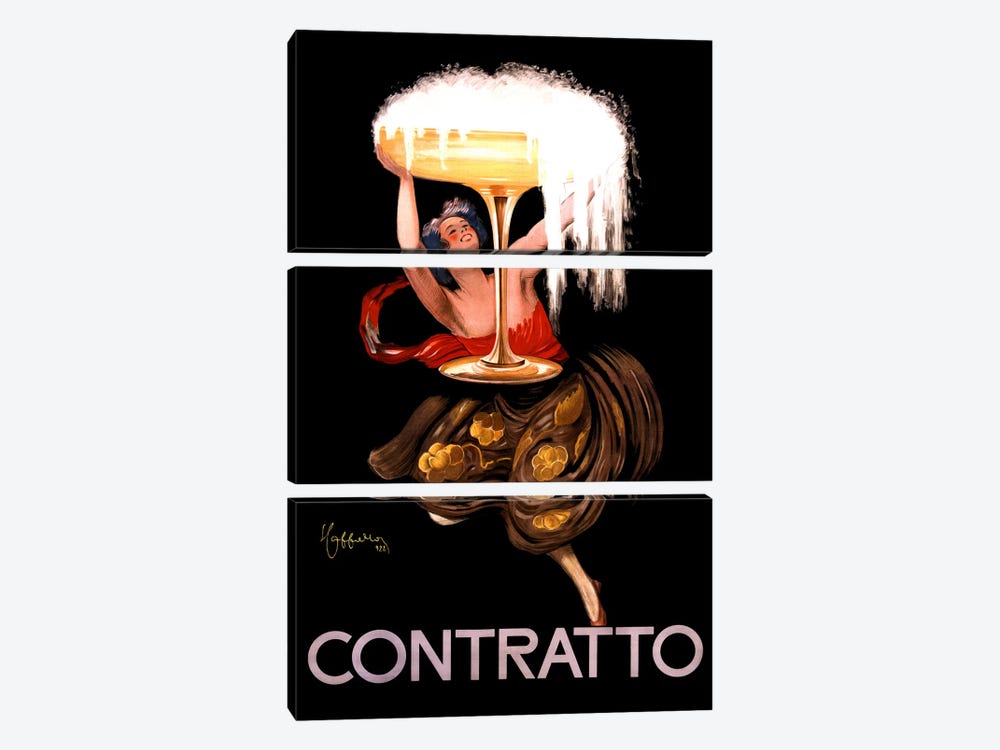 Contratto Champagne Vintage Advertisement by Leonetto Cappiello 3-piece Canvas Print