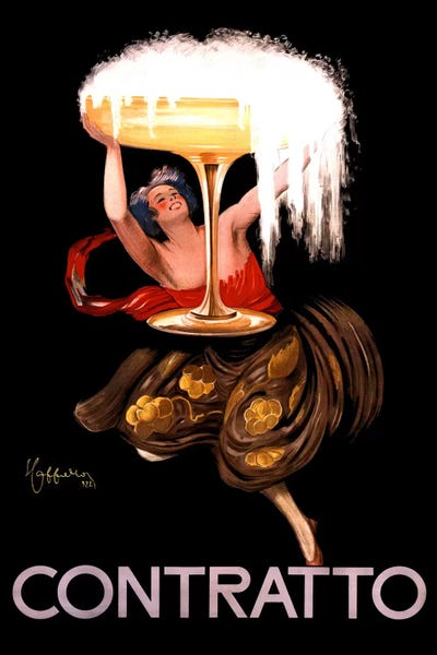 Large Art for Kitchen - Canvas Prints: Contratto Champagne Vintage Advertisement by Leonetto Cappiello