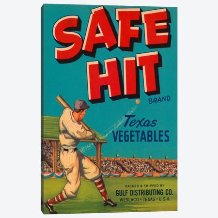 Safe Hit Brand Texas Vegetables Label Vintage Poster Canvas Print #5051} by Unknown Artist Canvas Wall Art