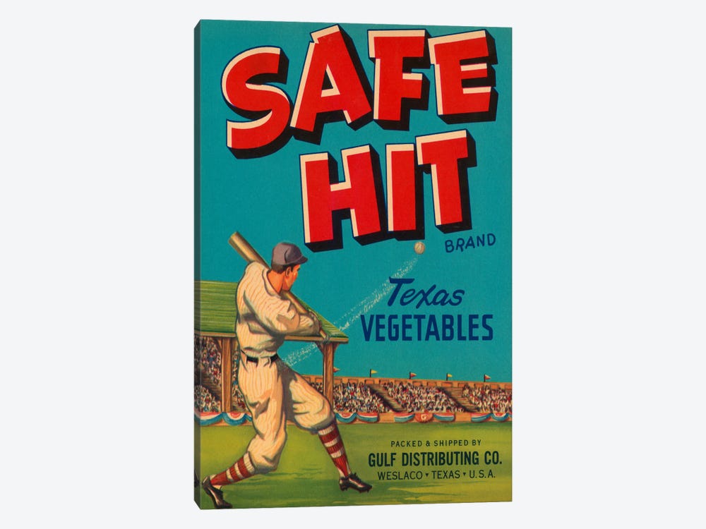 Safe Hit Brand Texas Vegetables Label Vintage Poster by Unknown Artist 1-piece Canvas Wall Art