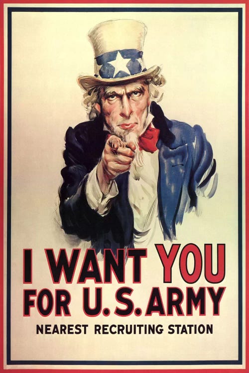 Uncle Sam: I Want You! Vintage Poster, J. M. Flagg by j. M. Flagg wall art