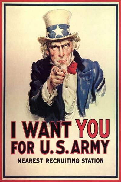 Uncle Sam: I Want You! Vintage Poster, J. M. Flagg