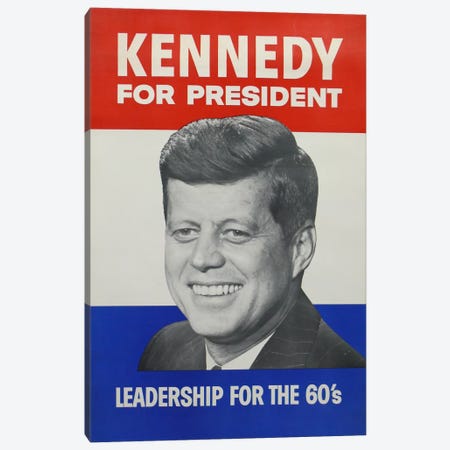 Kennedy For President Campaign Vintage Poster Canvas Print #5057} by Unknown Artist Art Print