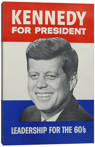 Kennedy For President Campaign Vintage Poster Canvas Art Print - John F. Kennedy