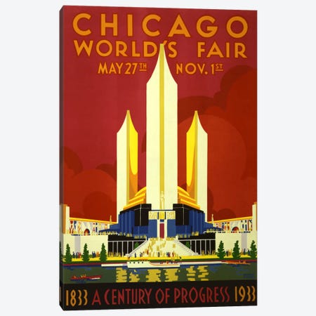 Chicago World's Fair 1933 Vintage Poster Canvas Print #5061} by Unknown Artist Canvas Art Print