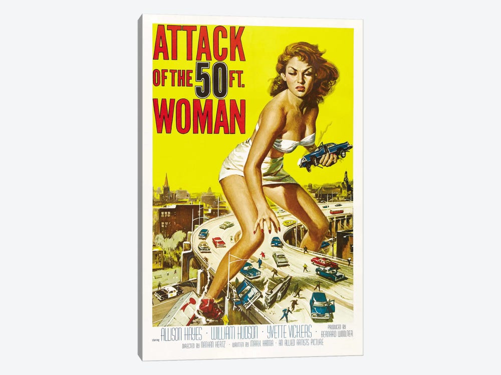 Attack of The 50 Foot Woman Vintage Movie Poster by Reynold Brown 1-piece Canvas Print