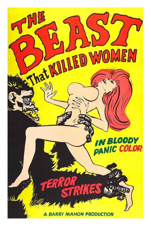 The Beast That Killed Women Vintage Horror Movie Poster