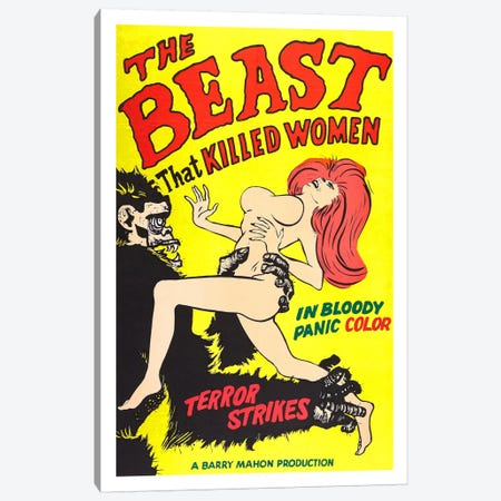 The Beast That Killed Women Vintage Horror Movie Poster Canvas Print #5070} by Unknown Artist Canvas Wall Art