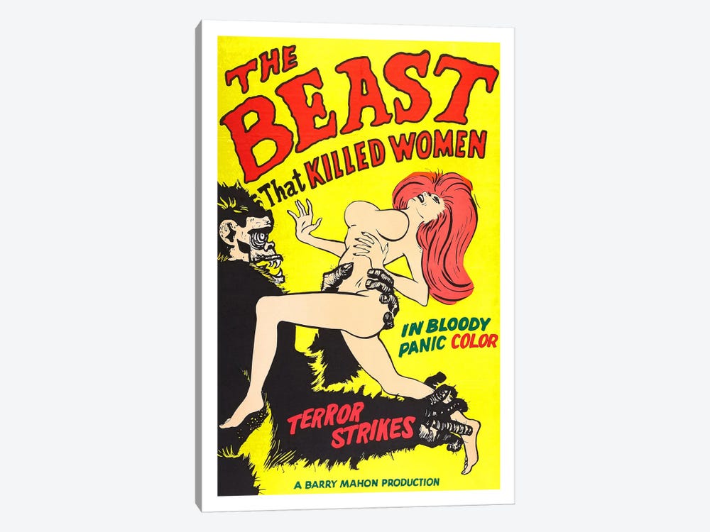 The Beast That Killed Women Vintage Horror Movie Poster by Unknown Artist 1-piece Canvas Print