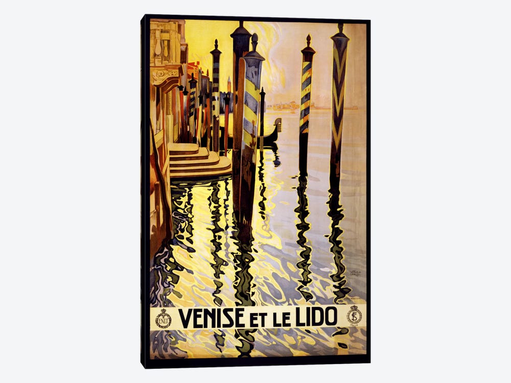 Venise Et Le Lido Venice Italy Vintage Travel Poster by Unknown Artist 1-piece Canvas Art