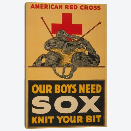Our Boys Need Sox - Knit Your Bit American Red Cross Vintage Poster Canvas Print #5124} by Unknown Artist Canvas Art Print