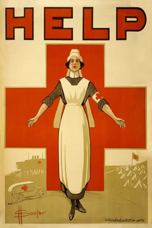 Help Australian Red Cross Vintage Poster by Unknown Artist wall art