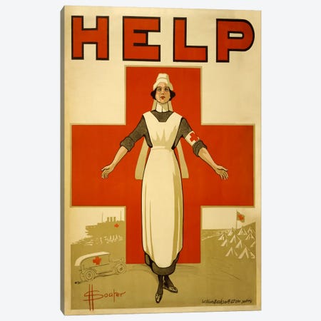 Help Australian Red Cross Vintage Poster Canvas Print #5126} by Unknown Artist Canvas Print