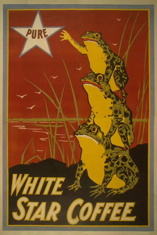 White Star Coffee Brand Label Vintage Poster