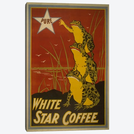 White Star Coffee Brand Label Vintage Poster Canvas Print #5141} by Unknown Artist Canvas Art