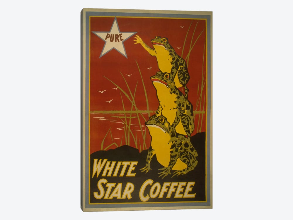 White Star Coffee Brand Label Vintage Poster by Unknown Artist 1-piece Canvas Art