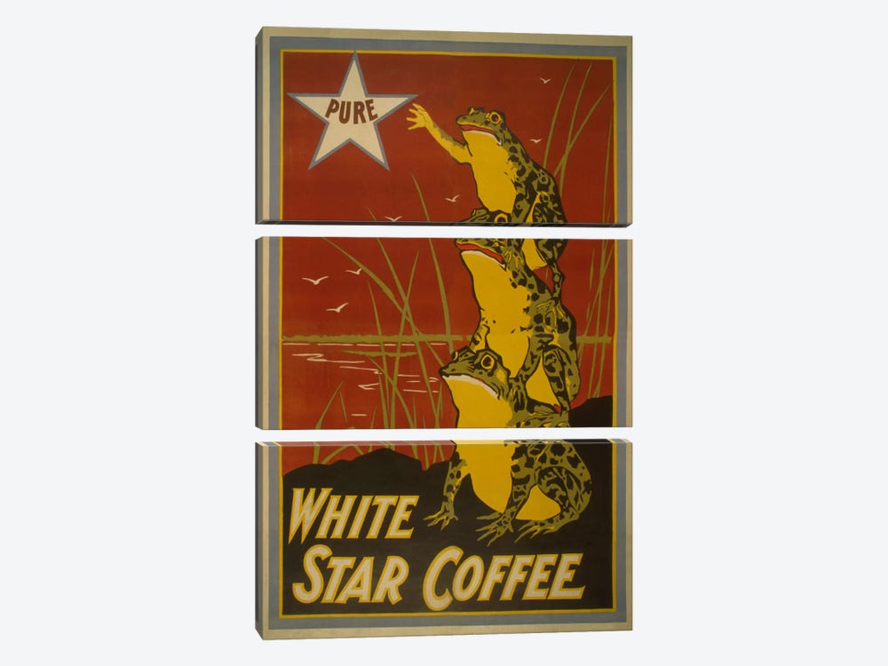 White Star Coffee Brand Label Vintage Poster by Unknown Artist 3-piece Canvas Art