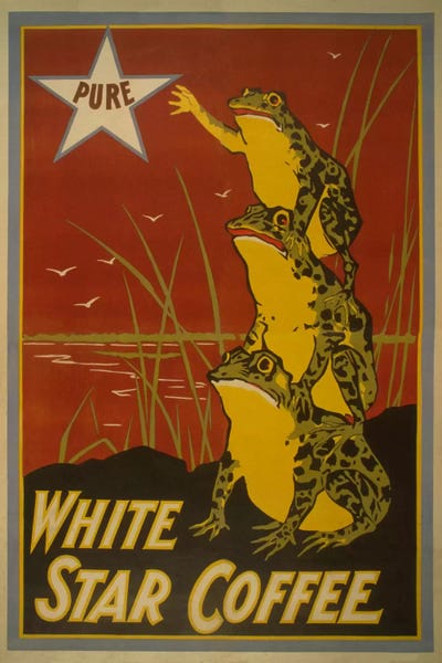 Vintage Kitchen Posters: White Star Coffee Brand Label Vintage Poster by Unknown Artist
